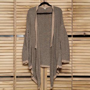 EUC Eileen Fisher Boucle Organic Cotton Cardigan Black and Tan stripes - Size L
